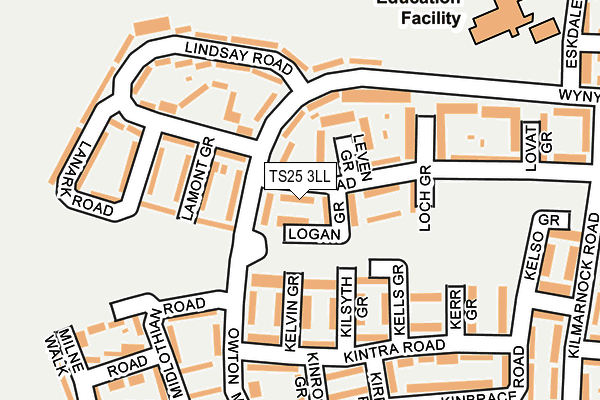 TS25 3LL map - OS OpenMap – Local (Ordnance Survey)