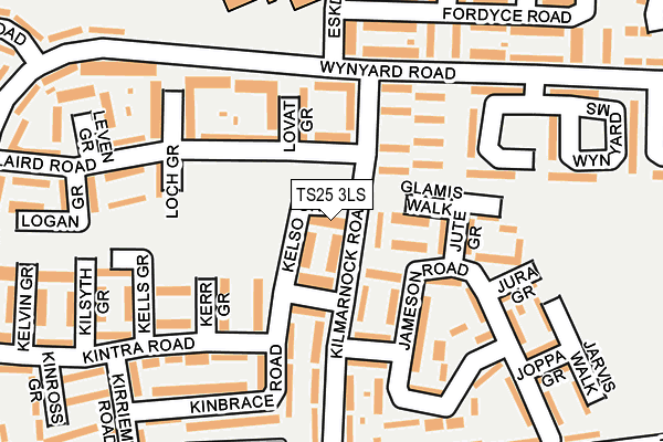 TS25 3LS map - OS OpenMap – Local (Ordnance Survey)