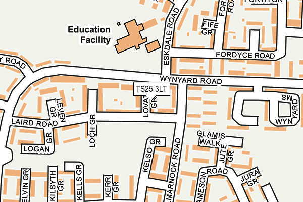 TS25 3LT map - OS OpenMap – Local (Ordnance Survey)