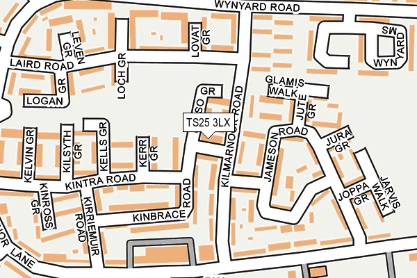 TS25 3LX map - OS OpenMap – Local (Ordnance Survey)