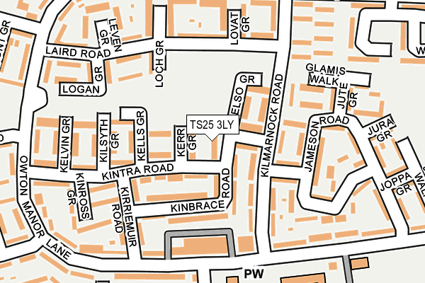 TS25 3LY map - OS OpenMap – Local (Ordnance Survey)