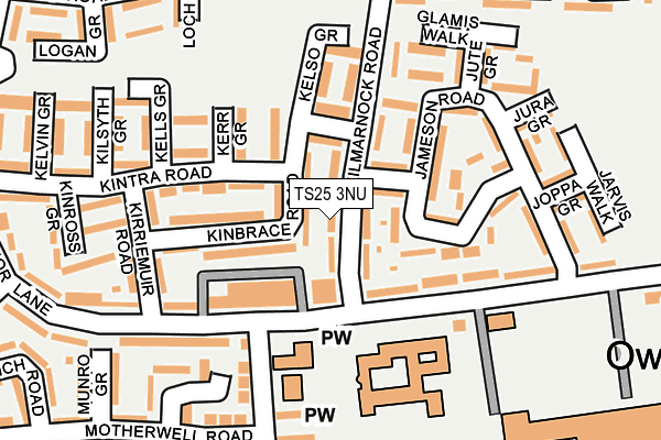 TS25 3NU map - OS OpenMap – Local (Ordnance Survey)