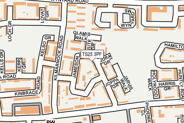 TS25 3PF map - OS OpenMap – Local (Ordnance Survey)