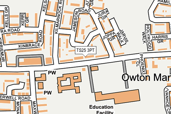 TS25 3PT map - OS OpenMap – Local (Ordnance Survey)