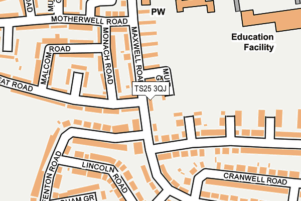 TS25 3QJ map - OS OpenMap – Local (Ordnance Survey)