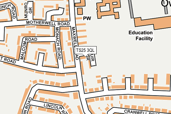 TS25 3QL map - OS OpenMap – Local (Ordnance Survey)