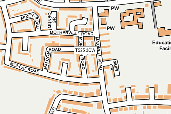 TS25 3QW map - OS OpenMap – Local (Ordnance Survey)
