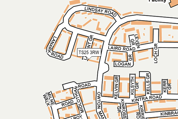 TS25 3RW map - OS OpenMap – Local (Ordnance Survey)