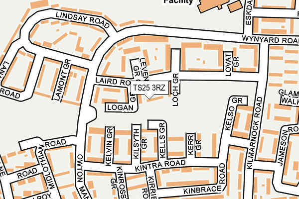 TS25 3RZ map - OS OpenMap – Local (Ordnance Survey)