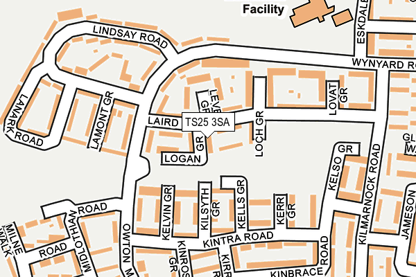 TS25 3SA map - OS OpenMap – Local (Ordnance Survey)