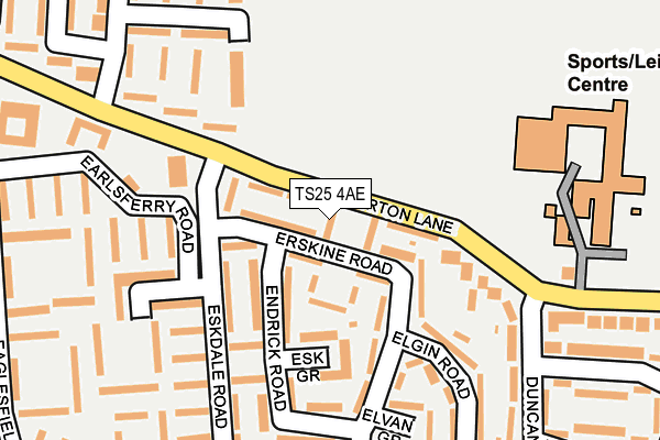 TS25 4AE map - OS OpenMap – Local (Ordnance Survey)