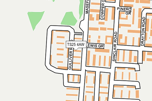 TS25 4AW map - OS OpenMap – Local (Ordnance Survey)