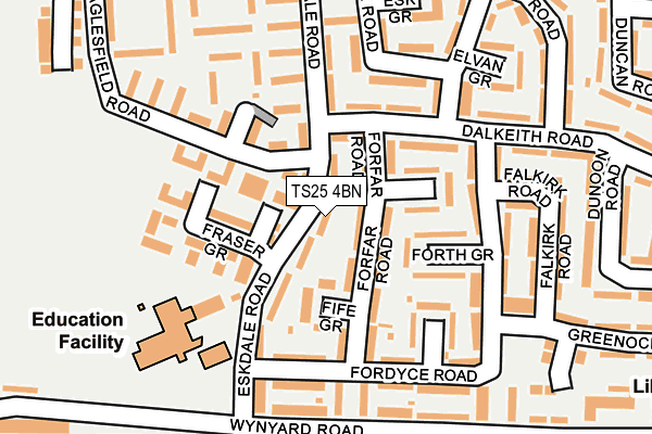 TS25 4BN map - OS OpenMap – Local (Ordnance Survey)
