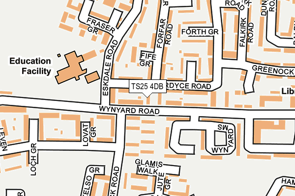 TS25 4DB map - OS OpenMap – Local (Ordnance Survey)