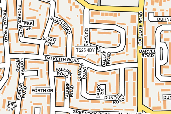 TS25 4DY map - OS OpenMap – Local (Ordnance Survey)
