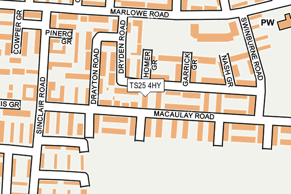 TS25 4HY map - OS OpenMap – Local (Ordnance Survey)