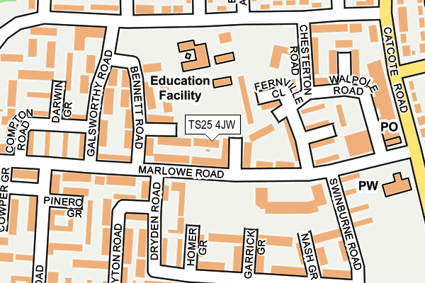 TS25 4JW map - OS OpenMap – Local (Ordnance Survey)