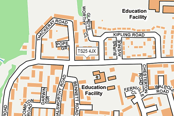 TS25 4JX map - OS OpenMap – Local (Ordnance Survey)