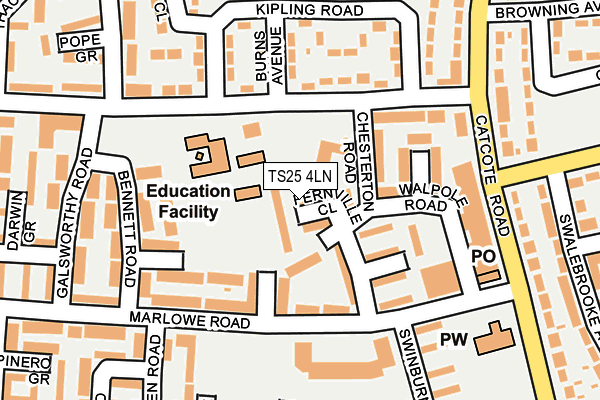 TS25 4LN map - OS OpenMap – Local (Ordnance Survey)