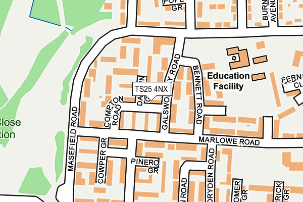 TS25 4NX map - OS OpenMap – Local (Ordnance Survey)