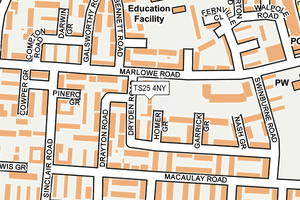 TS25 4NY map - OS OpenMap – Local (Ordnance Survey)