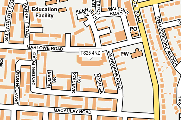 TS25 4NZ map - OS OpenMap – Local (Ordnance Survey)