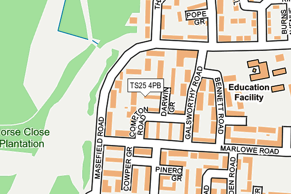 TS25 4PB map - OS OpenMap – Local (Ordnance Survey)