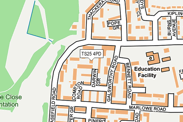 TS25 4PD map - OS OpenMap – Local (Ordnance Survey)