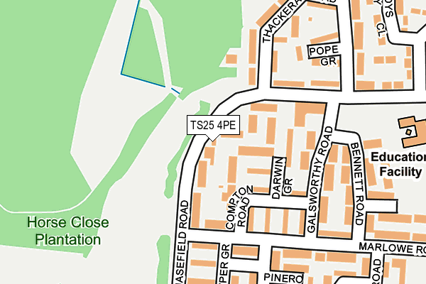 TS25 4PE map - OS OpenMap – Local (Ordnance Survey)