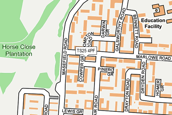 TS25 4PF map - OS OpenMap – Local (Ordnance Survey)
