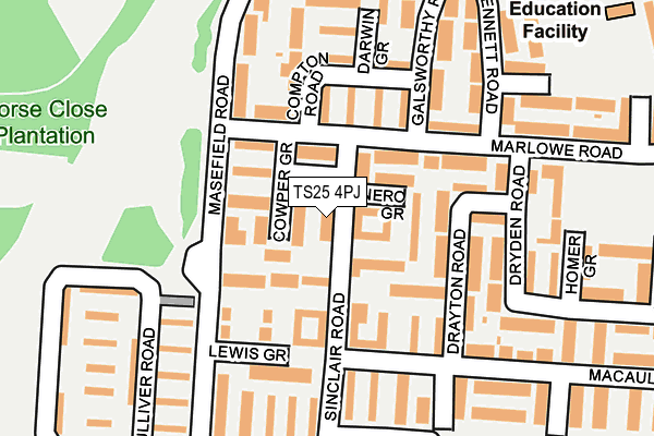 TS25 4PJ map - OS OpenMap – Local (Ordnance Survey)
