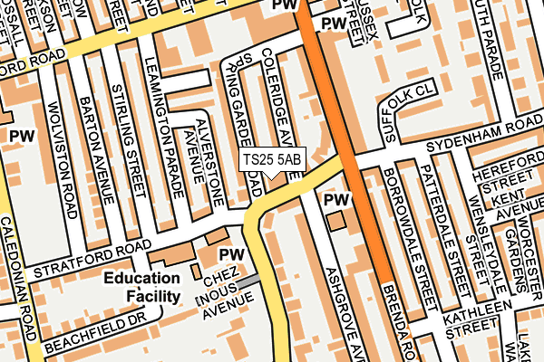 TS25 5AB map - OS OpenMap – Local (Ordnance Survey)