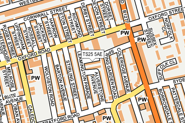 TS25 5AE map - OS OpenMap – Local (Ordnance Survey)