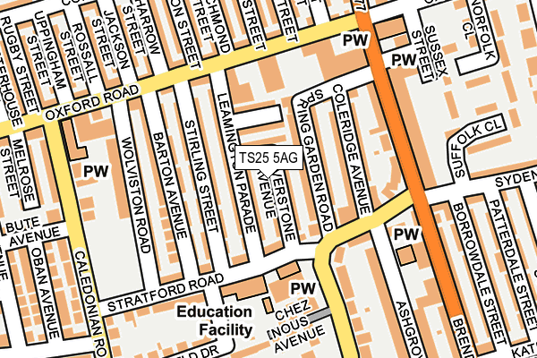 TS25 5AG map - OS OpenMap – Local (Ordnance Survey)