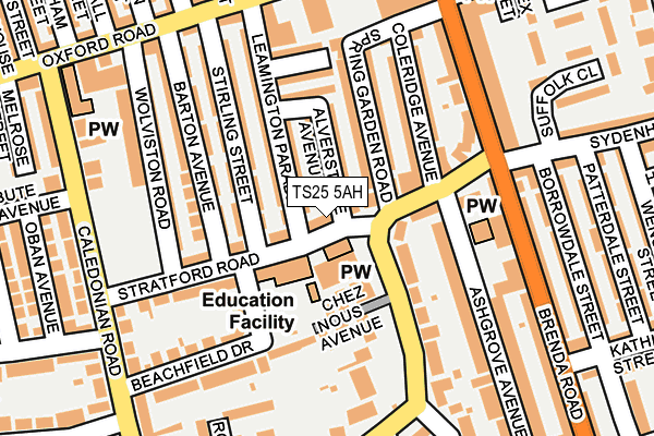 TS25 5AH map - OS OpenMap – Local (Ordnance Survey)