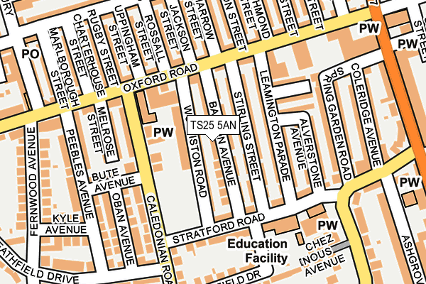 TS25 5AN map - OS OpenMap – Local (Ordnance Survey)