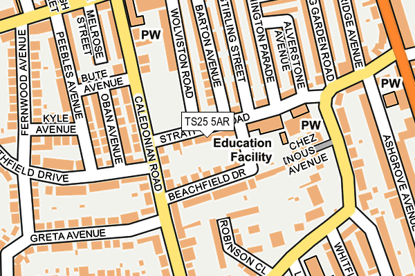 TS25 5AR map - OS OpenMap – Local (Ordnance Survey)