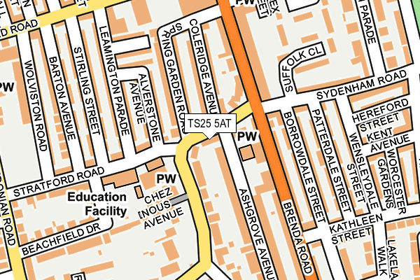 TS25 5AT map - OS OpenMap – Local (Ordnance Survey)