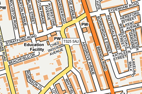 TS25 5AU map - OS OpenMap – Local (Ordnance Survey)