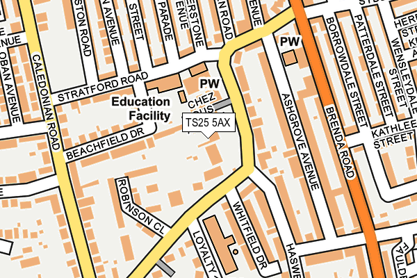 TS25 5AX map - OS OpenMap – Local (Ordnance Survey)