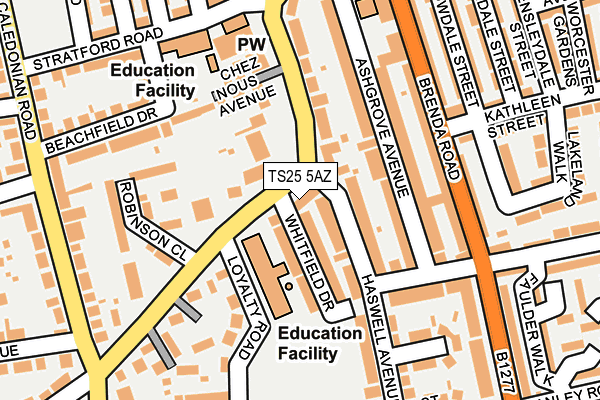 TS25 5AZ map - OS OpenMap – Local (Ordnance Survey)