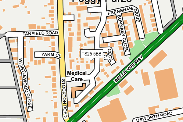 TS25 5BB map - OS OpenMap – Local (Ordnance Survey)