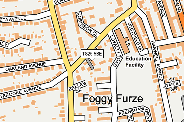 TS25 5BE map - OS OpenMap – Local (Ordnance Survey)