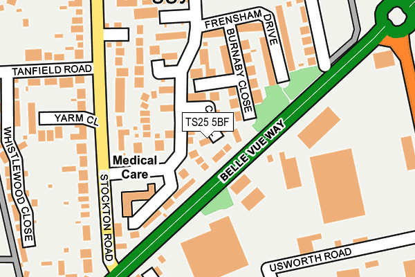 TS25 5BF map - OS OpenMap – Local (Ordnance Survey)