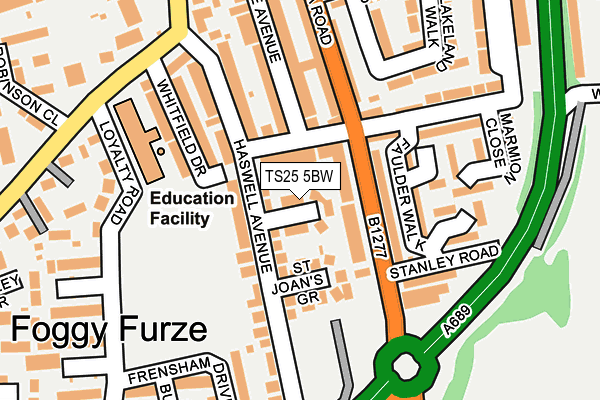 TS25 5BW map - OS OpenMap – Local (Ordnance Survey)