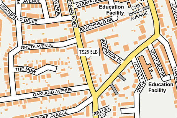 TS25 5LB map - OS OpenMap – Local (Ordnance Survey)
