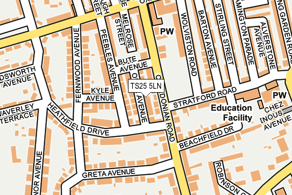 TS25 5LN map - OS OpenMap – Local (Ordnance Survey)