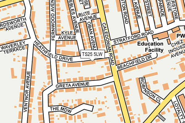 TS25 5LW map - OS OpenMap – Local (Ordnance Survey)