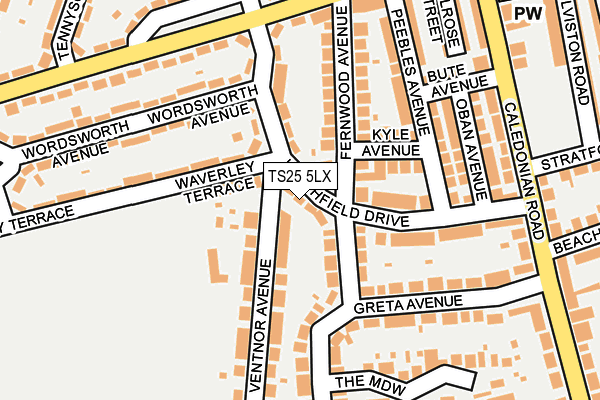 TS25 5LX map - OS OpenMap – Local (Ordnance Survey)
