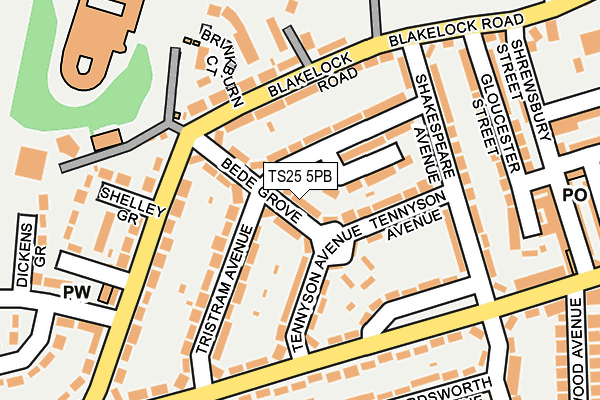 TS25 5PB map - OS OpenMap – Local (Ordnance Survey)